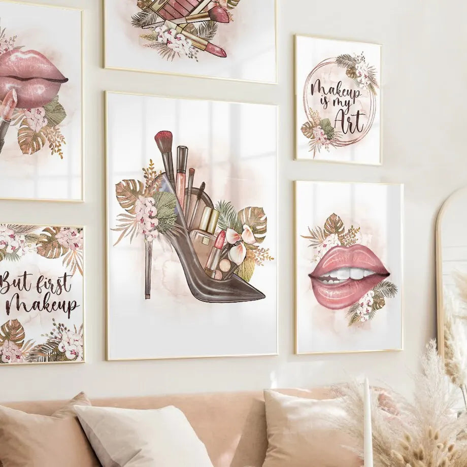 Boho Lips Art Prints: Modern Salon & Girl Room Decor