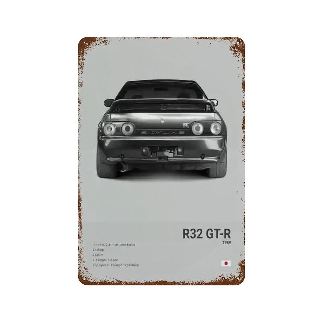 Black & White JDM Car Wall Art: R34 GTR, 240SX Decor