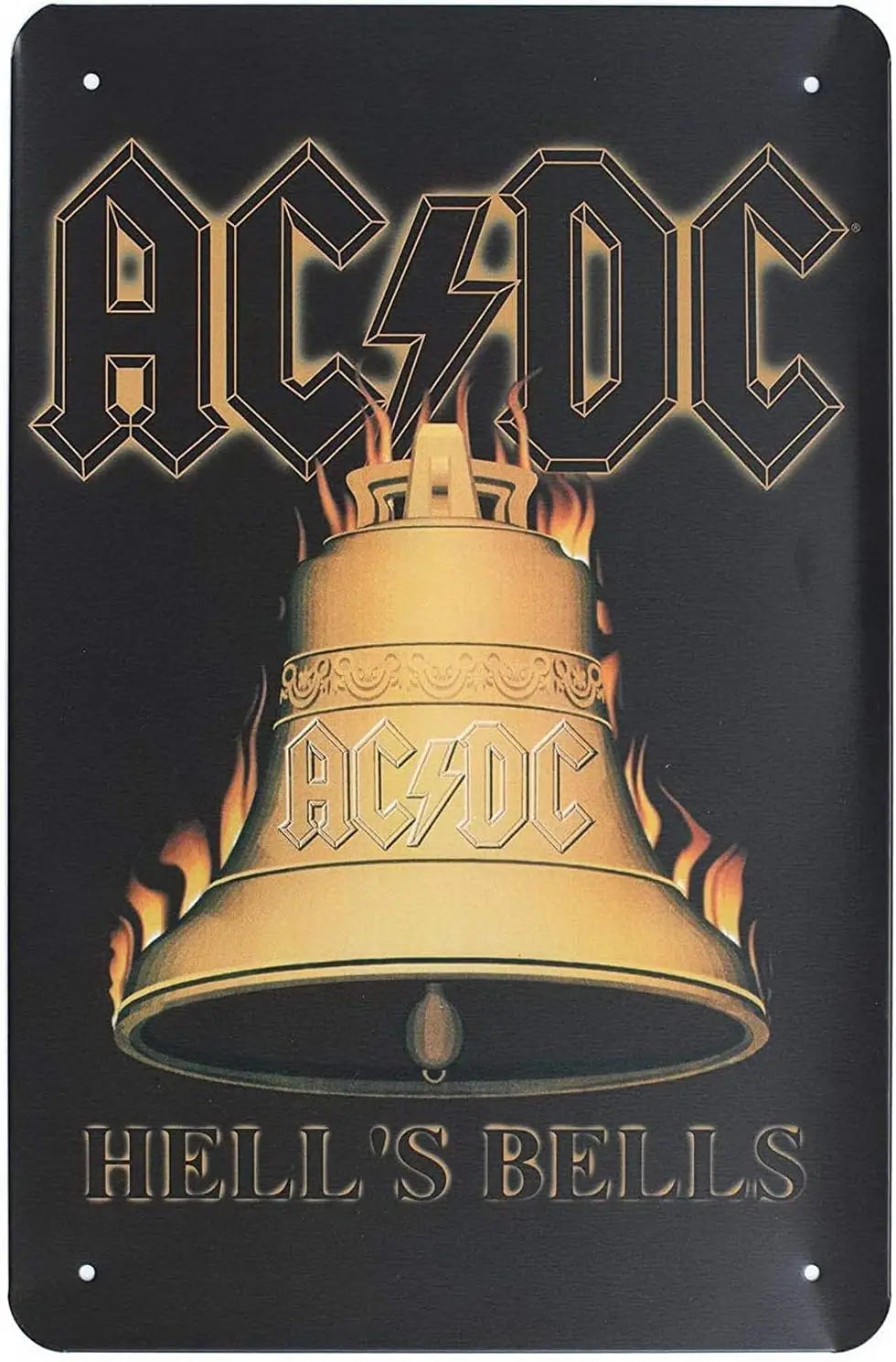 AC/DC Hells Bells Vintage Metal Sign 12x16 Wall Decor