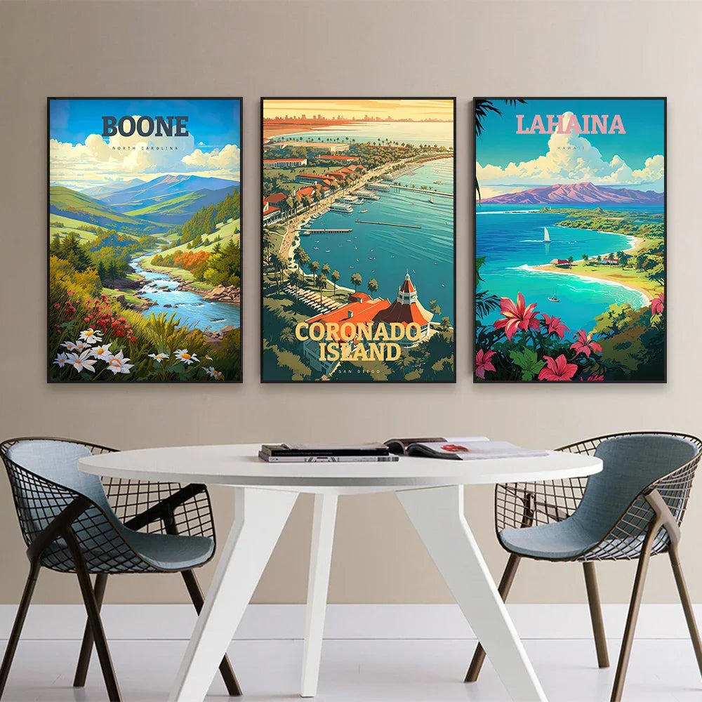 Coronado Island San Diego Travel Poster Canvas Art