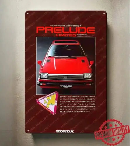 Honda Prelude Metal Poster - Collectible Tin Sign