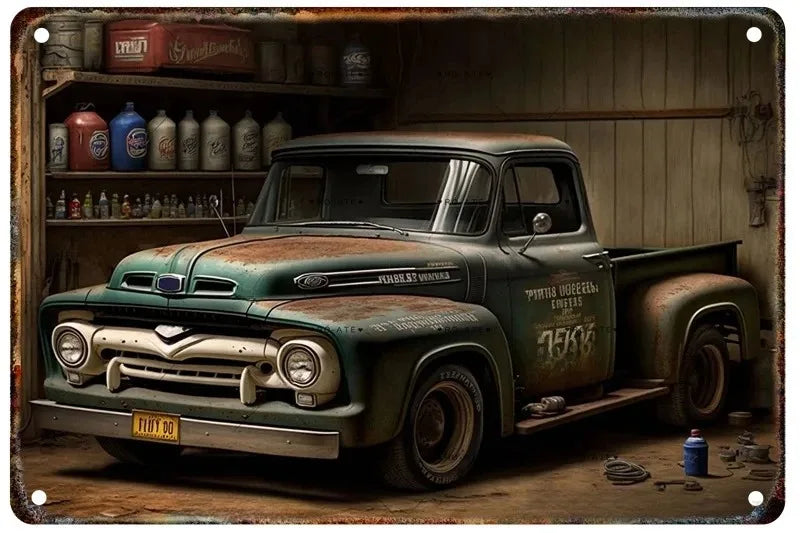 Vintage Sports Car Metal Sign - Garage Decor Wall Art