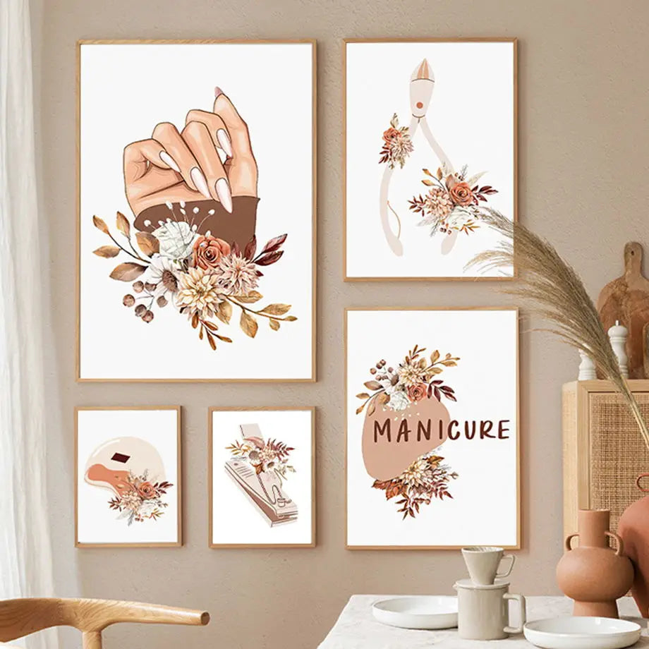 Boho Nail Salon Art Canvas Nordic Wall Decor