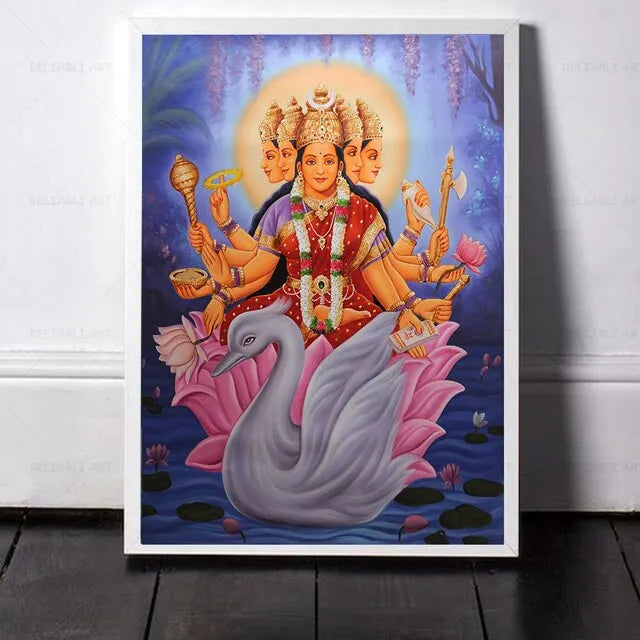 Religious Wall Art Multicolor Glossy Pine Wood Decor