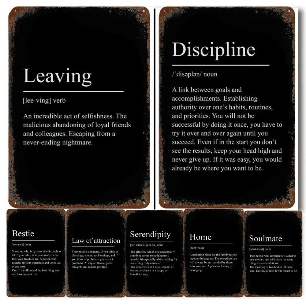 Inspirational Metal Signs: Success & Discipline Posters