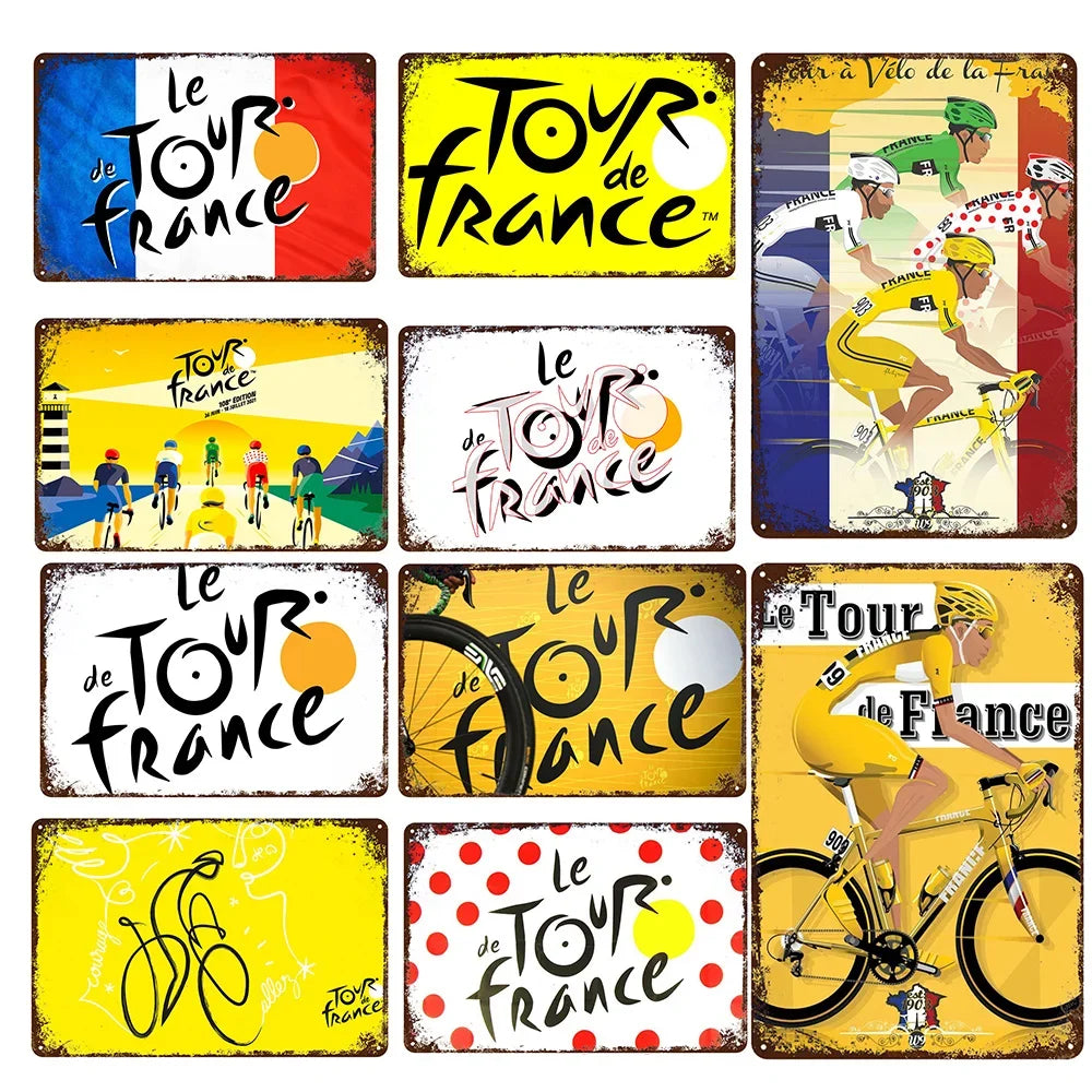 Tour de France Retro Cycling Metal Tin Sign Wall Art