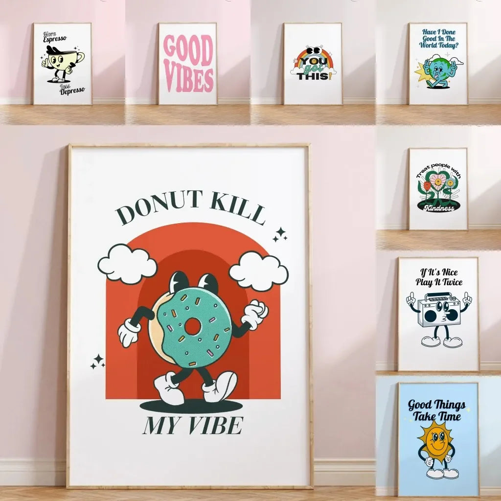 Colorful Retro Inspirational Quote Canvas Art for Home