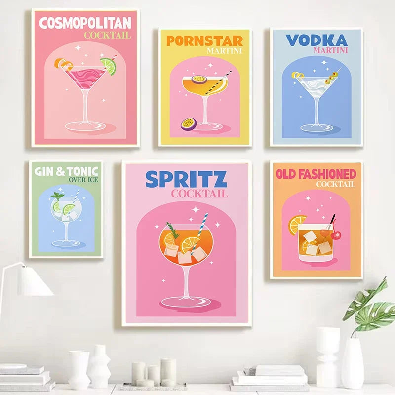 Mojito Bar Canvas Art: Vintage Nordic Wall Decor