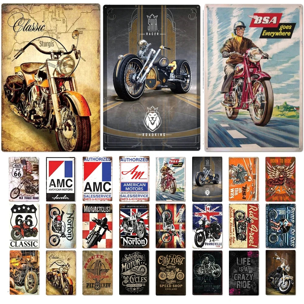 Motorcycle Garage Vintage Metal Sign Decor