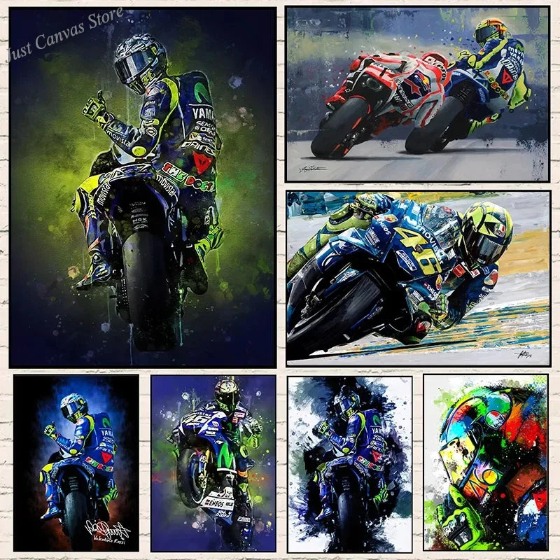 Valentino Rossi Racing Canvas Poster Wall Art Decor