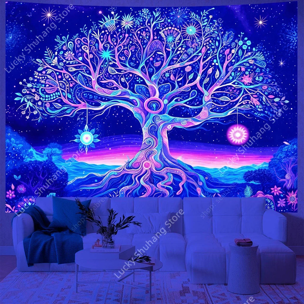 Tree of Life Starry Night UV Tapestry Wall Decor