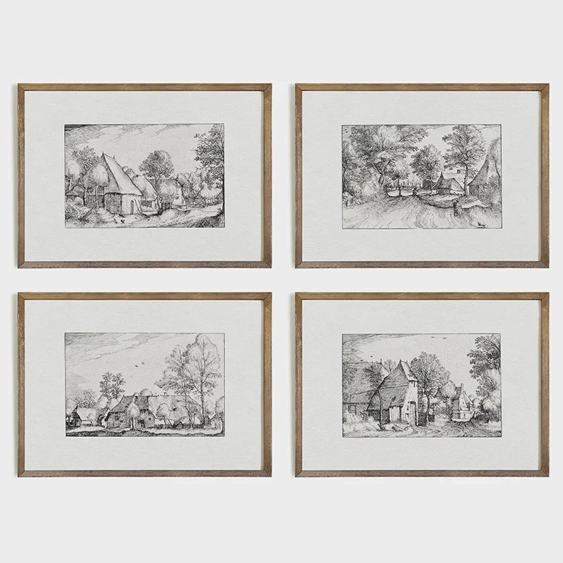 Vintage Country House Art Canvas Wall Decor Print