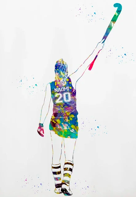 Athlete Girl Sports Poster: Football, Basketball, Hockey Art