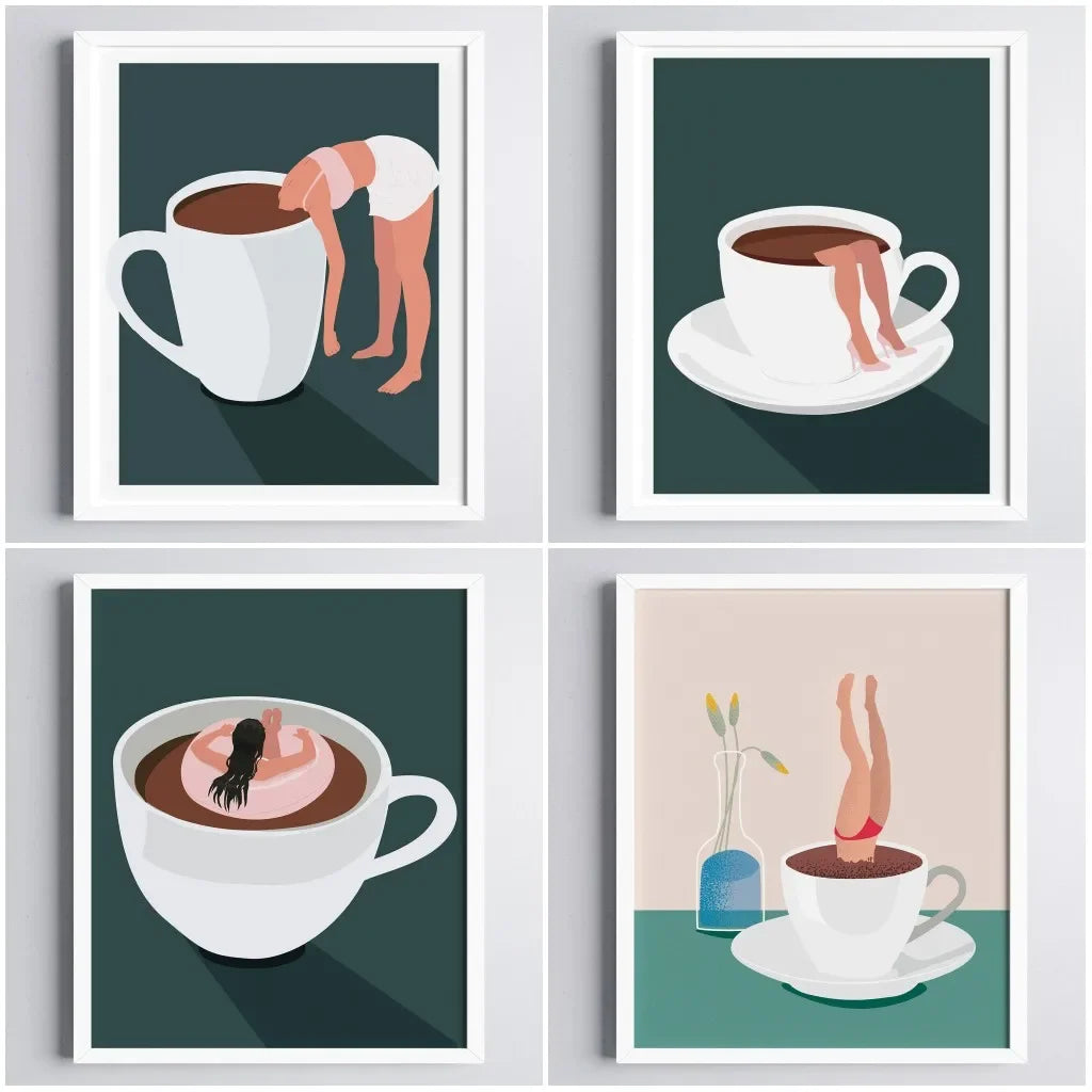 Coffee Lover Abstract Art Print - Kitchen & Living Room Decor