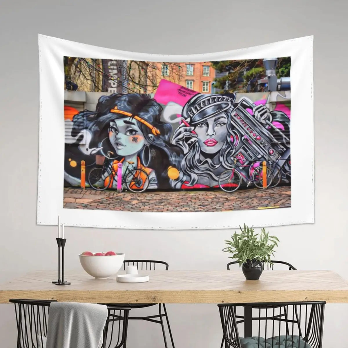 Copenhagen Graffiti Tapestry Wall Decor