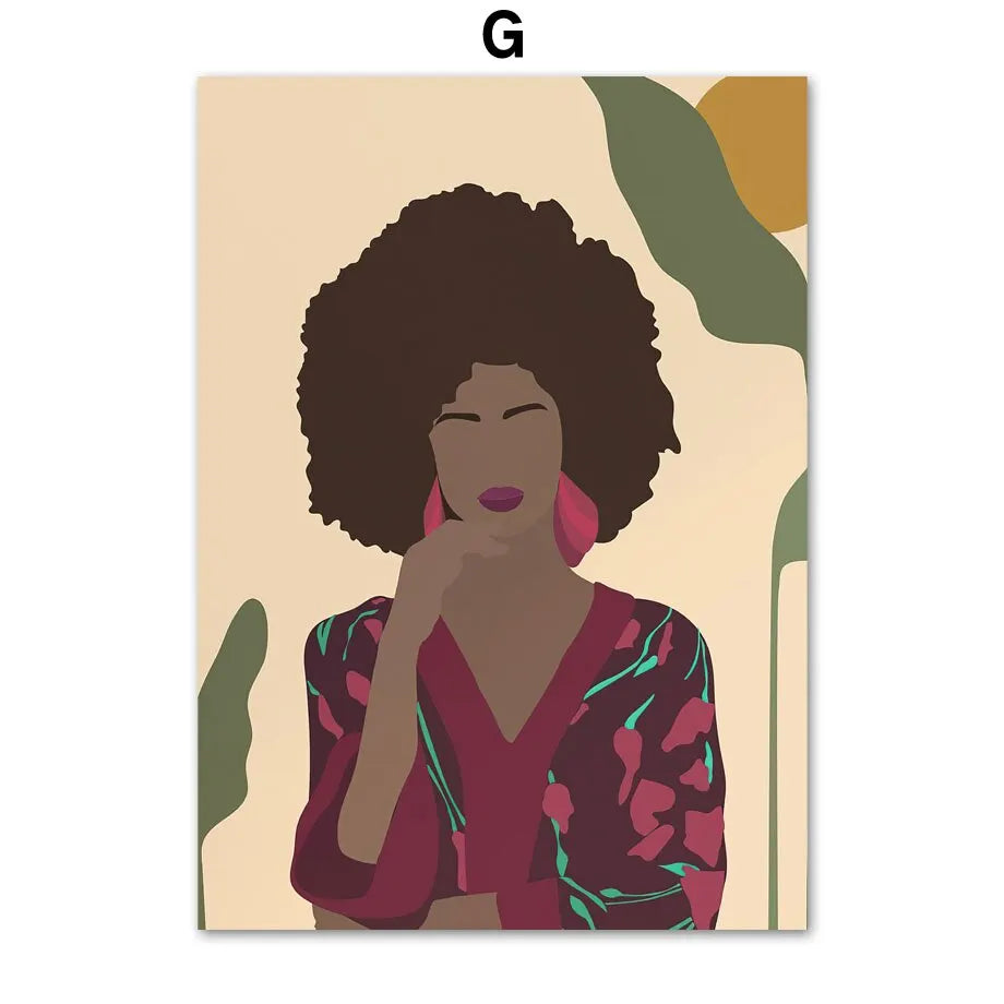 African Woman Canvas Art: Ethnic Tropical Wall Decor