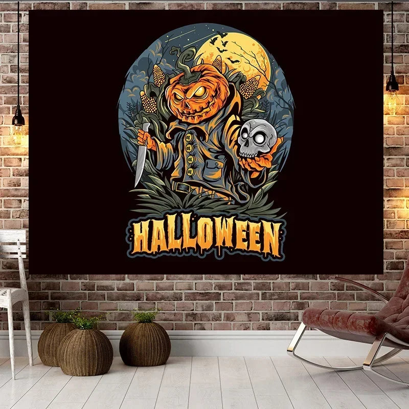 Halloween Pumpkin Tapestry Wall Decor Outdoor Poster