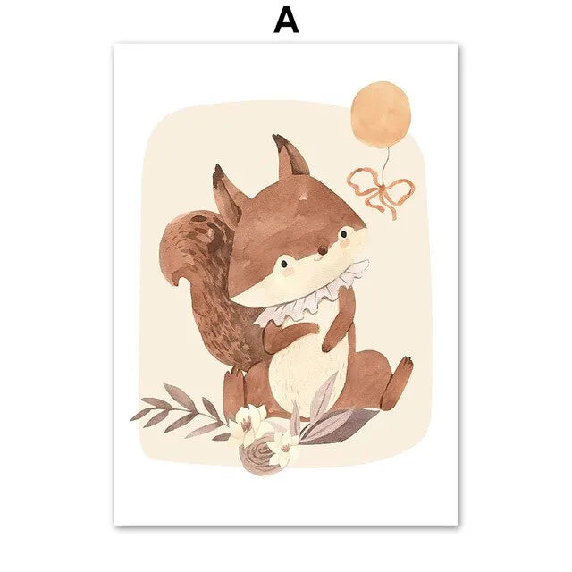 Woodland Animals Canvas Art for Nursery Decor