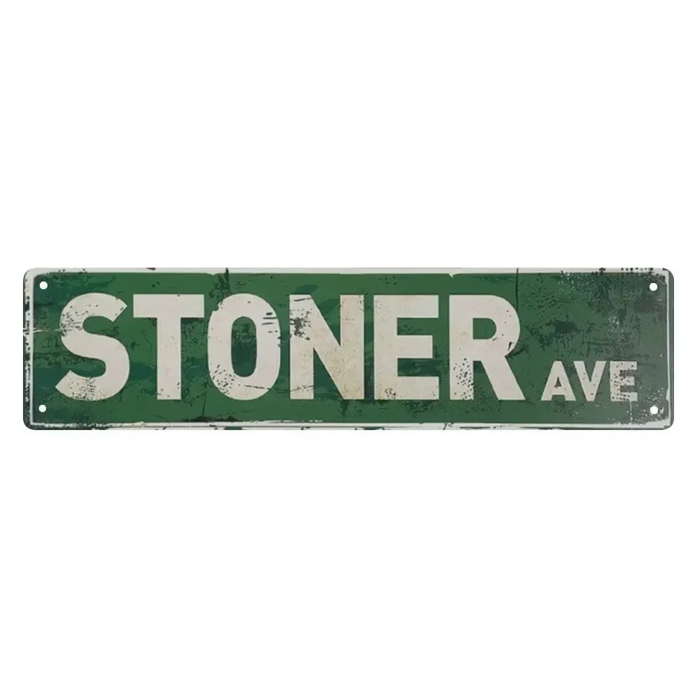 Stoner Ave Vintage Tin Sign Wall Art Decor 40x10cm