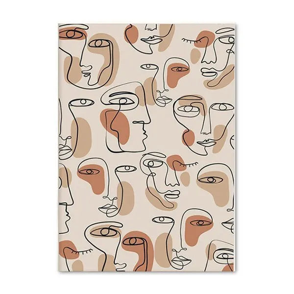 Nordic Leaf Canvas Art Nude Line Drawing Wall Decor