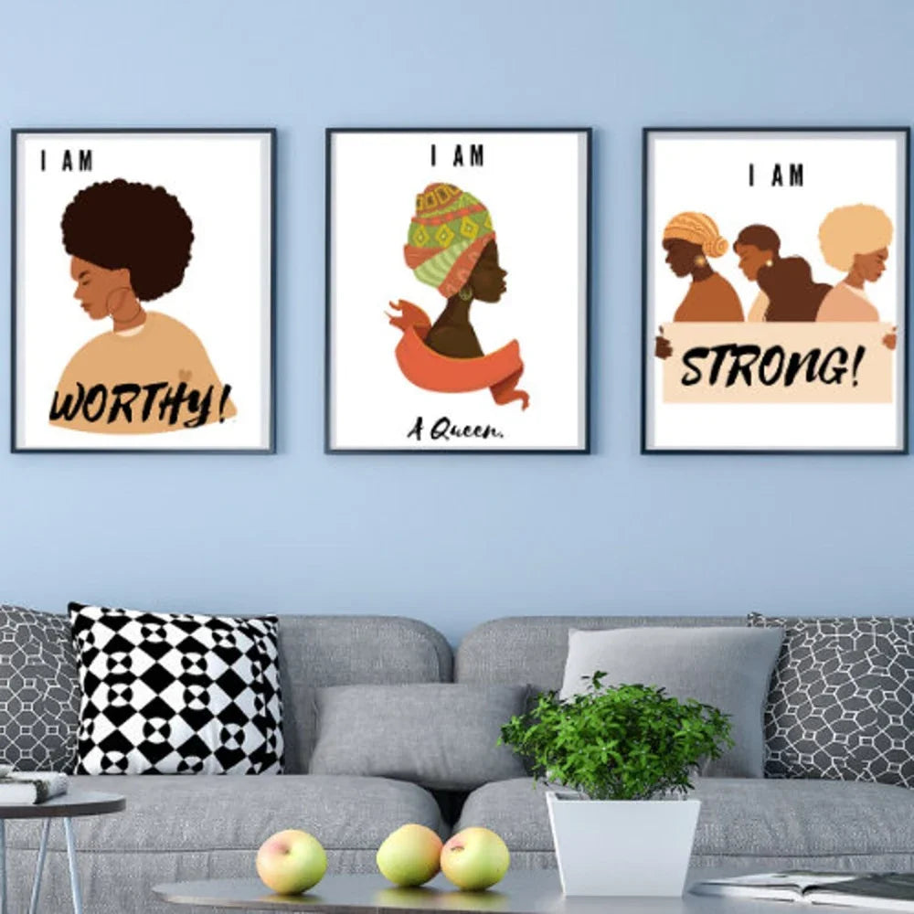 Black Queen Abstract Art Canvas - Feminist Home Decor