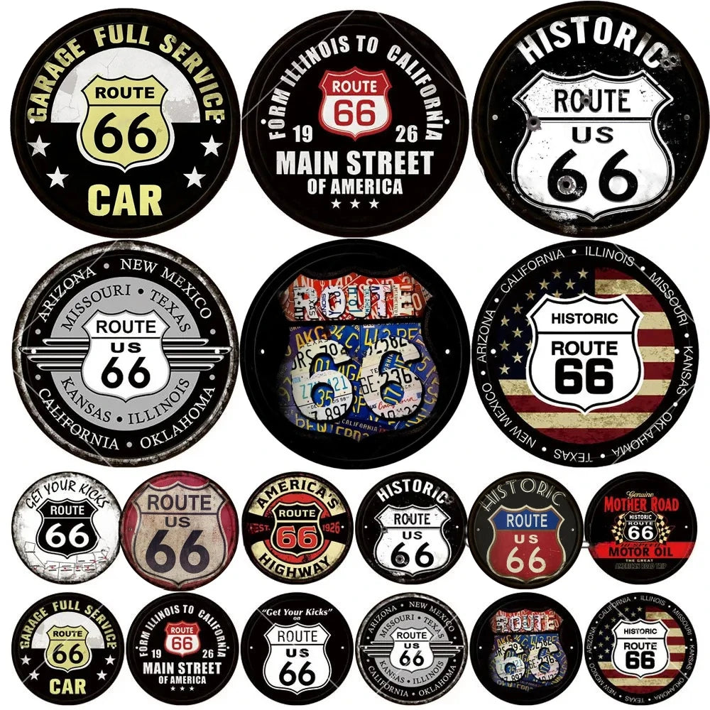 Route 66 Vintage Metal Sign Wall Decor for Garage