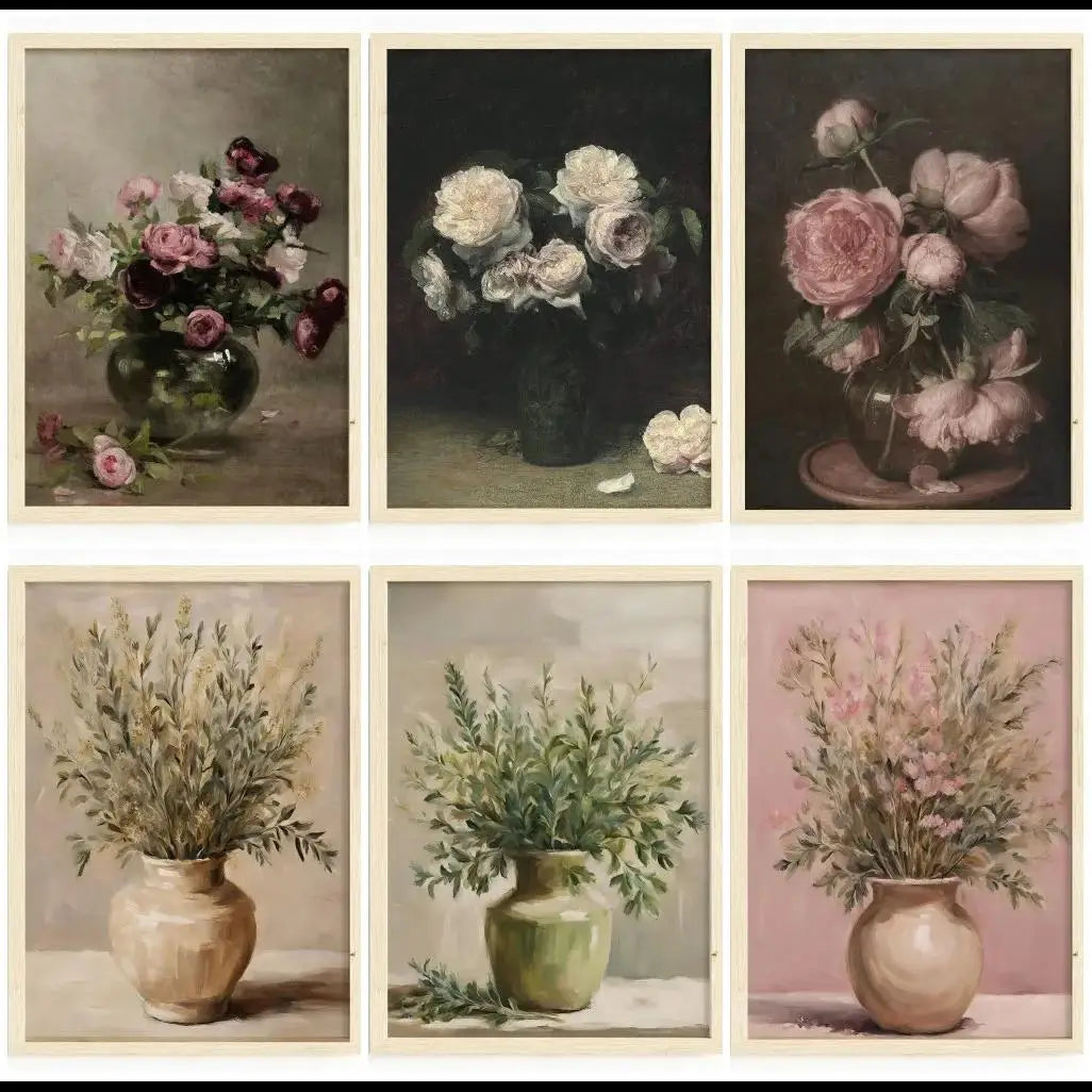 Retro Floral Botanical Canvas Print Wall Decor