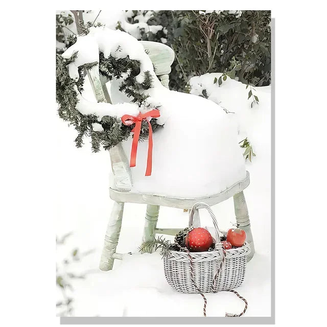 Nordic Deer Squirrel Canvas Art Christmas Gift Decor